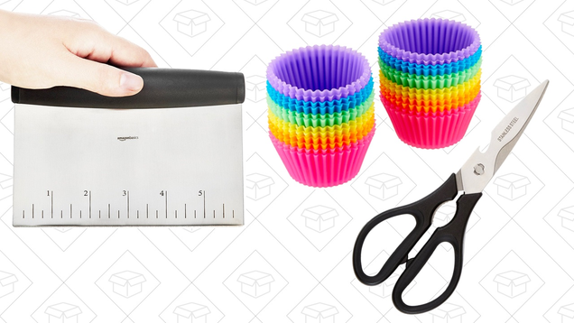 AmazonBasics Multifunction Come-Apart Kitchen Shears | $5 | AmazonAmazonBasics Multi-purpose Stainless Steel Scraper/Chopper | $8 | AmazonAmazonBasics Reusable Silicone Baking Cups, Pack of 24 | $7 | Amazon